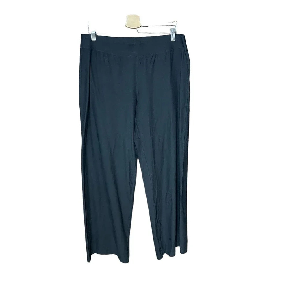 Eileen‎ Fisher High-Waisted Wide-Leg Washable Crepe Pants Black Size Large